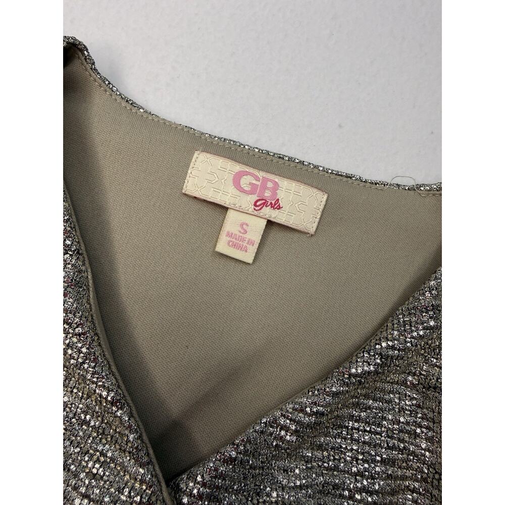 GB Girls, Silver Metallic Jumpsuit Size Small Wide Leg Party Sparkle - Picture 3 of 7